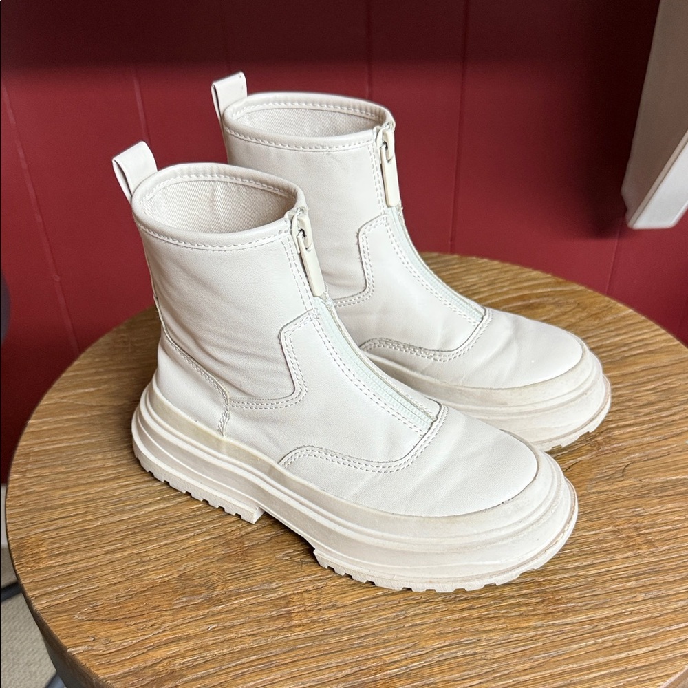 Zara Cream Combat Boots